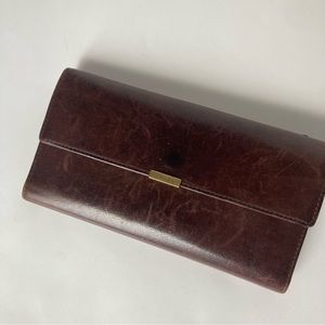 Vintage Coach brown leather bifold wallet clutch